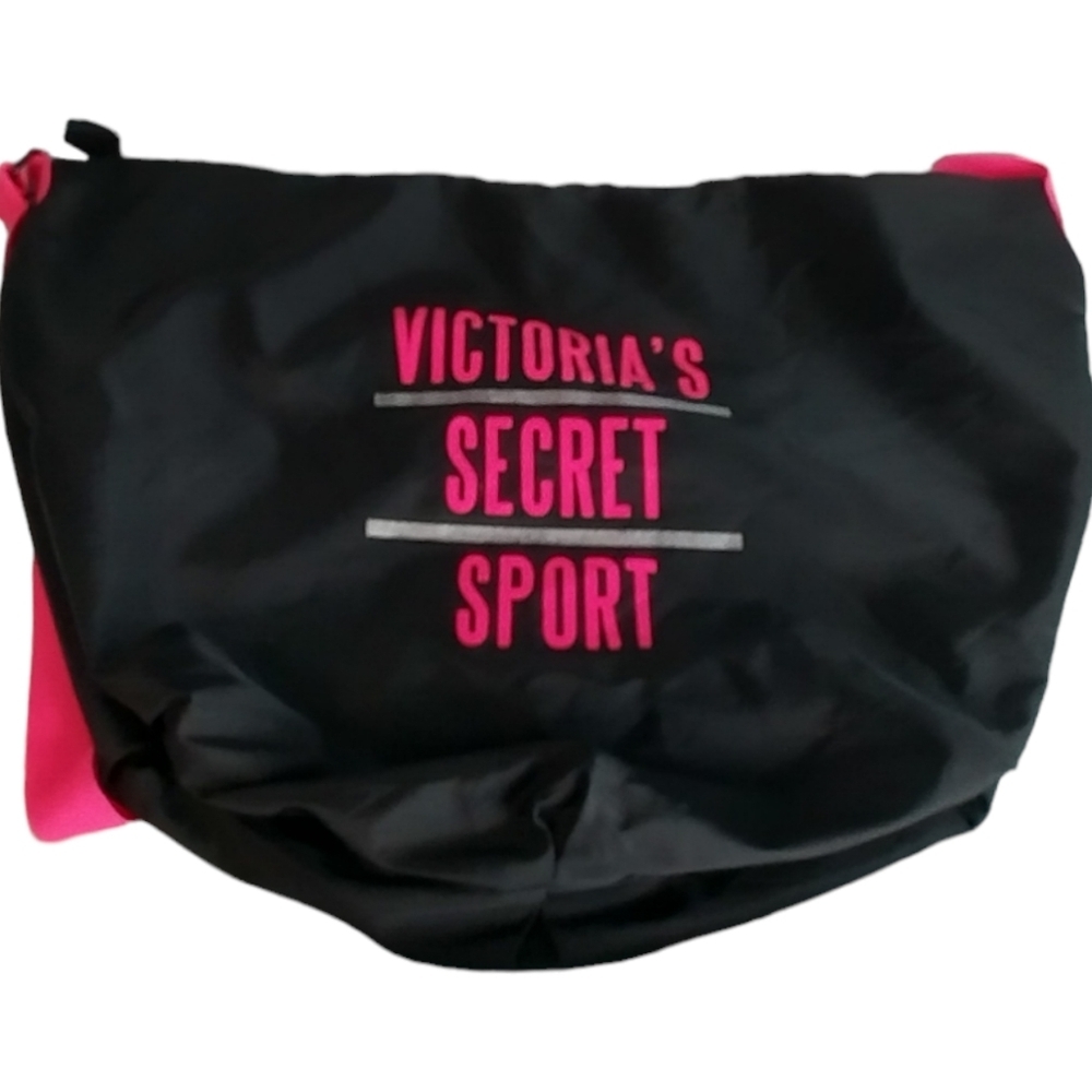 Victorias Secret Sport Zip  Duffle Gym Bag Hot Pink Black,Adjustable Strap *